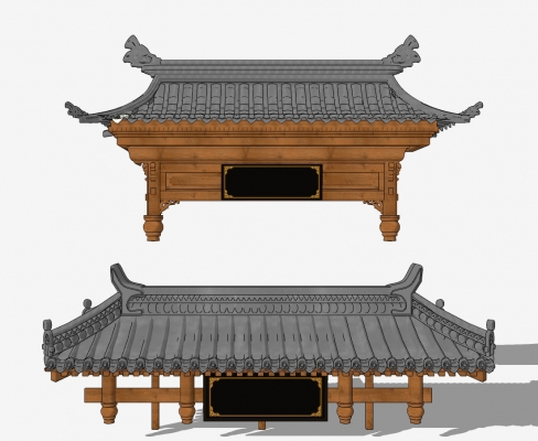 中式古建门头屋檐建筑构件