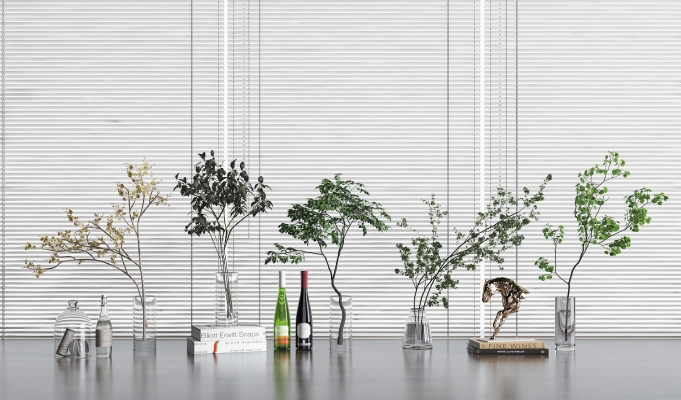现代玻璃绿植,花瓶,摆件，