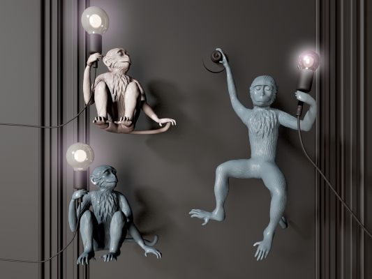 北欧猴子雕塑装饰壁灯