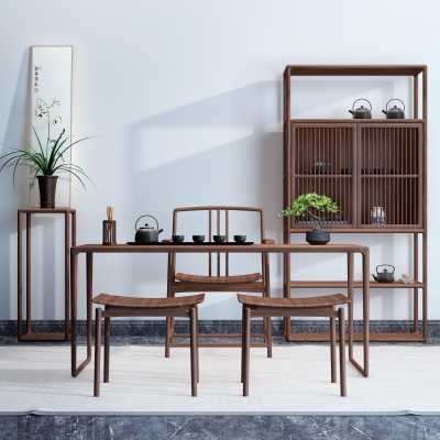 新中式古典实木，明式茶桌椅
