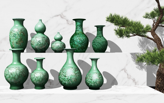 新中式雕花陶瓷器皿