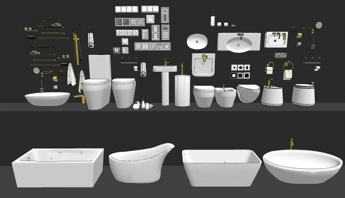 现代浴缸，台盆，马桶，卫浴用品