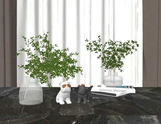 现代水生绿植，花瓶，插花，