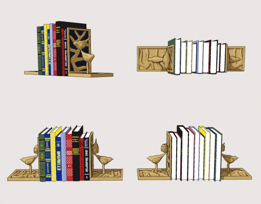 现代小鸟金属书架，书籍装饰摆件