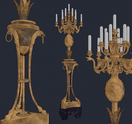 欧式古典雕花金属烛台灯