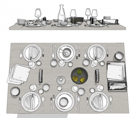 现代刀叉，酒杯，西餐餐具组合