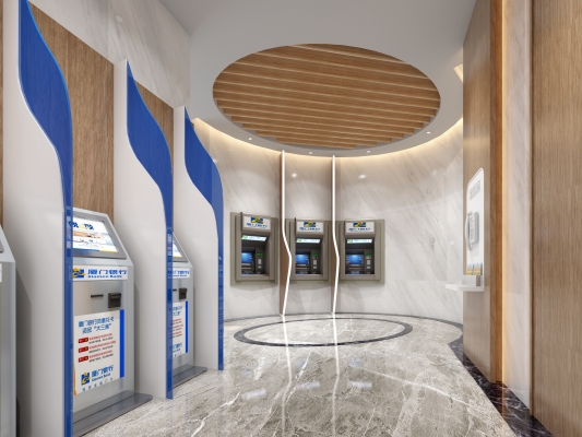 现代银行ATM取款机,24小时自助银行