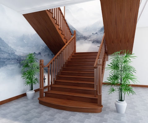 新中式实木楼梯