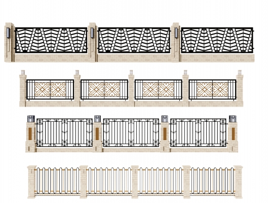欧式新中式围墙铁艺围栏，院墙，护栏