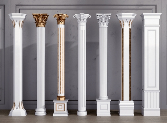 欧式雕花描金罗马柱柱头，柱子