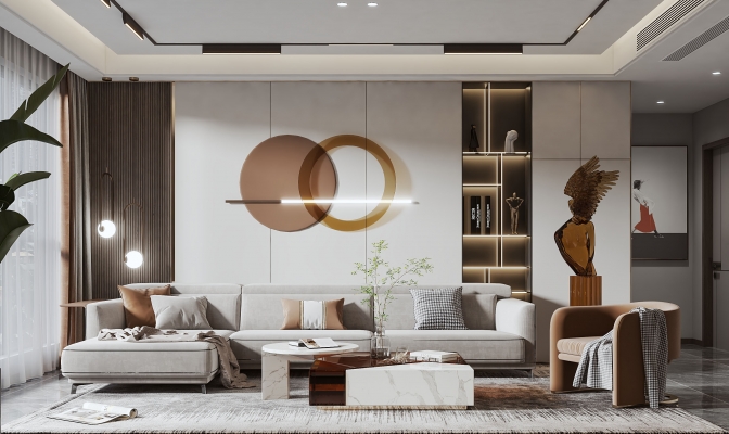 SY02-现代客厅,沙发，单人沙发雕塑,墙饰