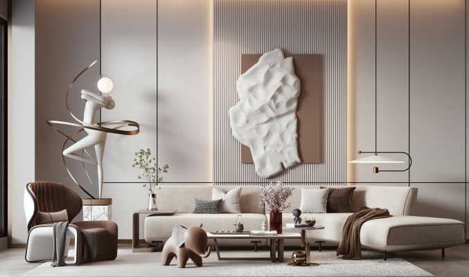 SY03_现代轻奢客厅,沙发，单人沙发雕塑落地灯,沙发座椅茶几组合,墙饰摆件无灯