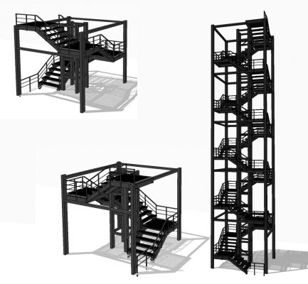 工业风铁艺钢架楼梯