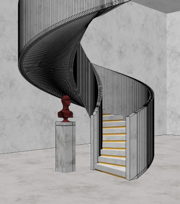 现代人像雕塑旋转楼梯