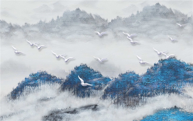 新中式山水装饰画挂画， (5)