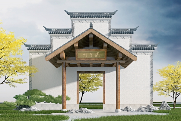 中式古典建筑徽派建筑马头墙门头大门