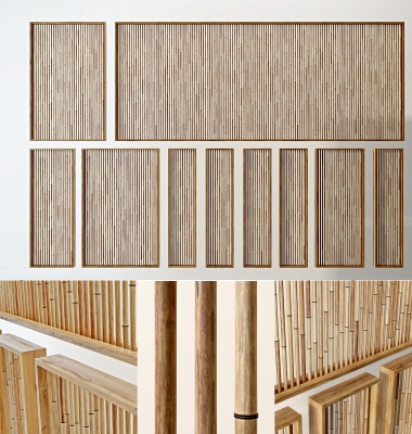 现代竹子，竹竿，屏风装饰 隔断装饰墙