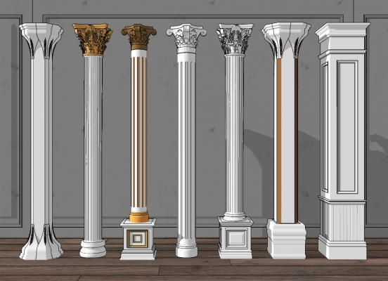 欧式雕花描金罗马柱