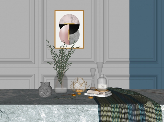 现代插花装饰摆件挂画、桌旗、玻璃器皿 (1)