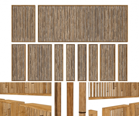 现代竹子，竹竿，屏风装饰 隔断装饰墙