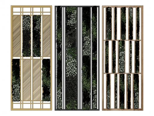 现代绿植装饰隔断屏风，绿植墙