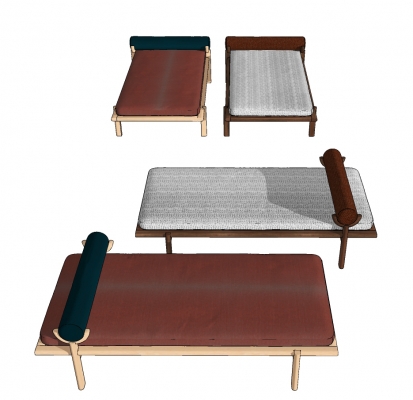 现代单人床 ,北欧风单人沙发凳