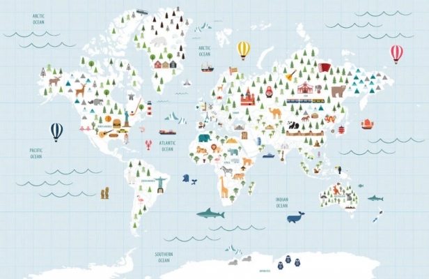 世界地图儿童房壁纸壁布，墙纸墙布 (88)