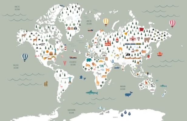 世界地图儿童房壁纸壁布，墙纸墙布 (93)