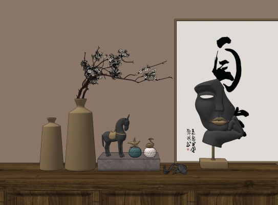 新中式摆件 ,花瓶,雕塑摆件,