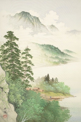 新中式山水背景屏风画，壁纸壁布 a(10)a
