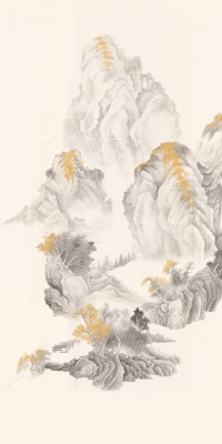 新中式山水背景屏风画，壁纸壁布 a(17)a