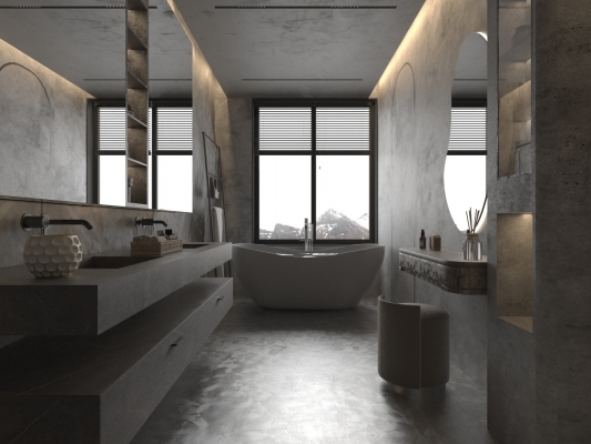 现代侘寂浴室卫生间