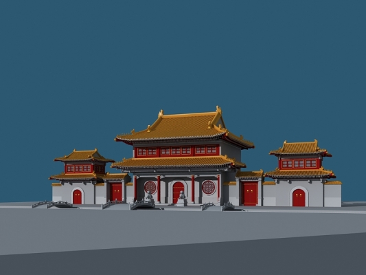 02中式古建，寺庙大门