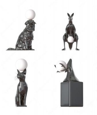 05现代动物狗袋鼠猫雕塑异形落地灯