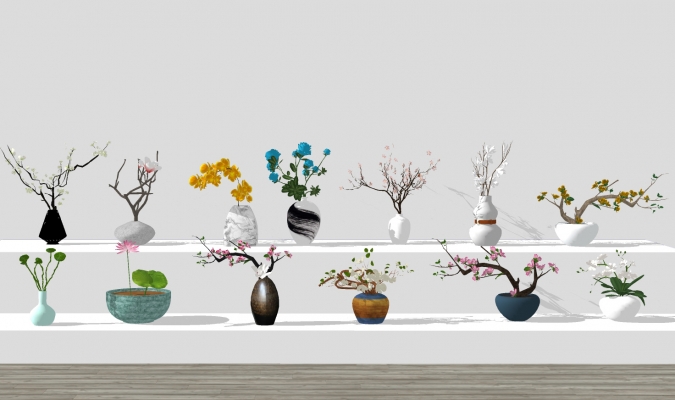 01新中式花艺，花瓶，插花，盆栽