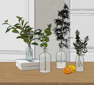 水生植物玻璃花瓶摆件
