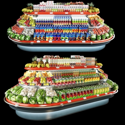 现代生鲜超市生疏冰柜展示台