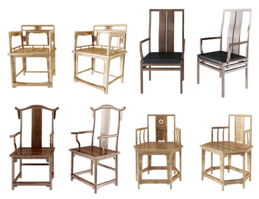 中式古典实木官帽椅单椅 组合