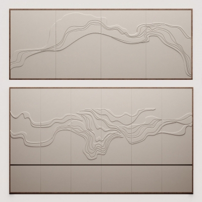 新中式山水纹理墙绘