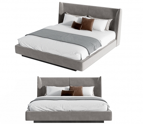 现代双人床 床具 (1)
