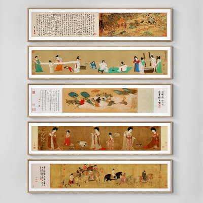 中式古典人物字画，装饰画挂画