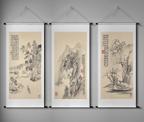 新中式卷轴画山水字画装饰画,挂画 (2)