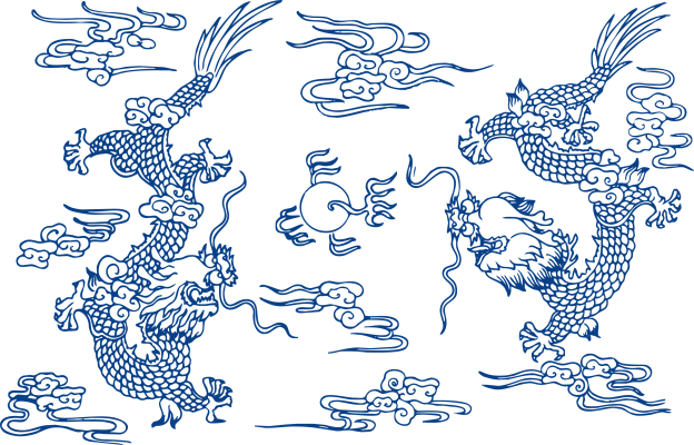 高清龙纹中式青花瓷纹样花纹 (100)
