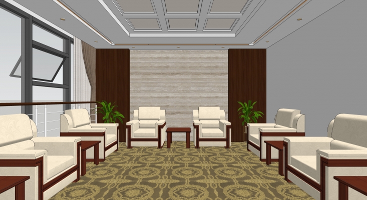 20新中式贵宾接待室、新中式单人沙发、