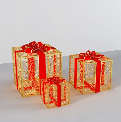 现代圣诞礼物礼品包装盒装饰灯 美陈装饰品