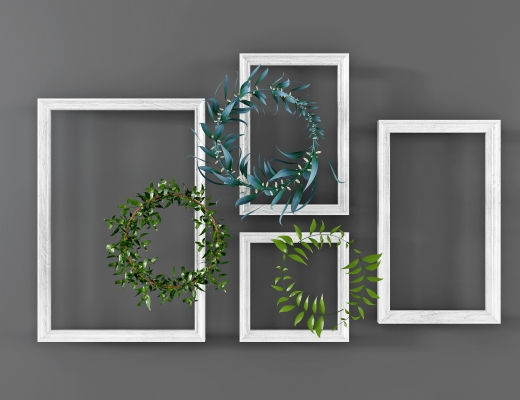 现代北欧圆圈植物挂件  墙饰花环画框