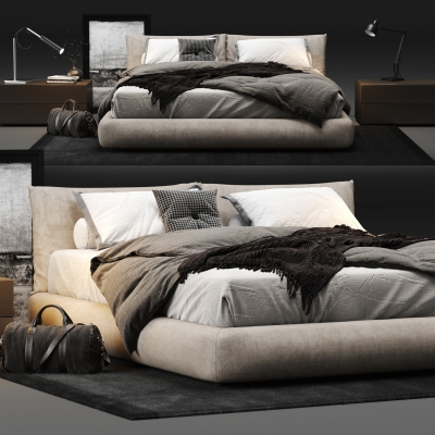  现代双人床， 床具组合