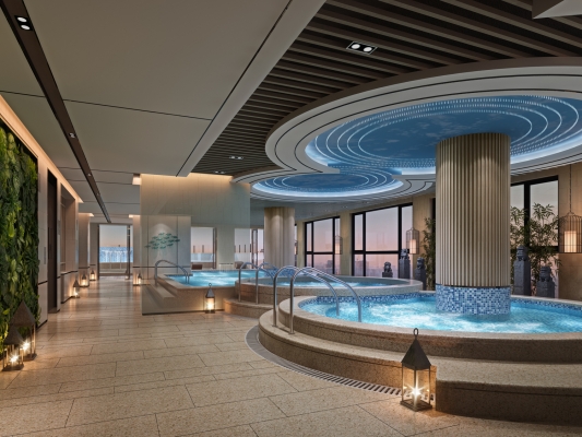 新中式酒店洗浴中心泡池