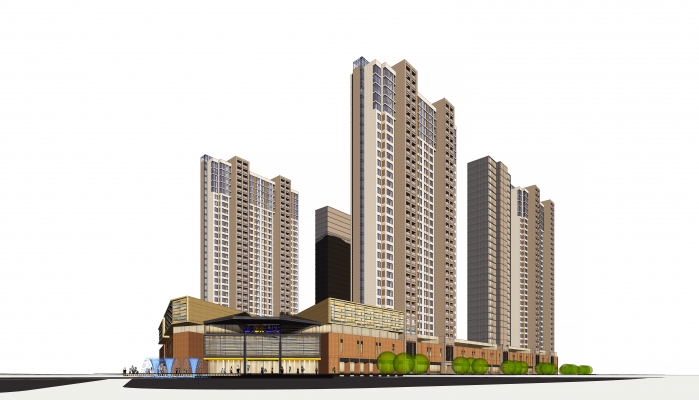 城市商业建筑规划SU模型