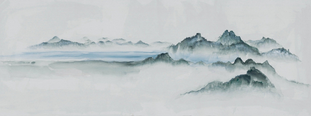 新中式山水背景画壁纸屏风画 (2)